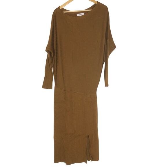 Victor Alfaro Sweater Dress Asymmetrical Long Sleeve Brown M - Picture 4 of 11